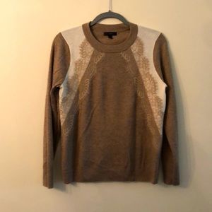 JCrew Crewneck wool sweater with lace details